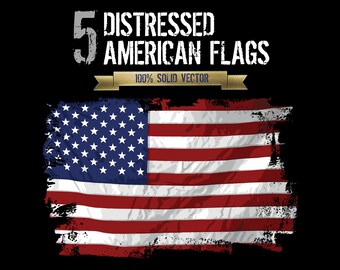 5 BANDERAS AMERICANAS ANGUSTIADAS - eps imprimibles, vector, svg, pdf, png, archivos. imágenes prediseñadas digitales. Archivo de corte Cricut para sublimación