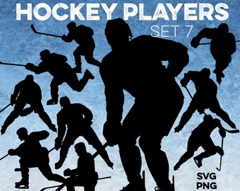HOCKEYSPIELER SILHOUETTEN: Set 7 - Clip Art - Cut File - Sublimation - Cricut - Vektor - png - eps - svg - dxf
