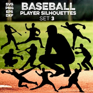BASEBALL PLAYER SILHOUETTES - Set 3 - clip art - cut file - sublimation - cricut - vector - png - eps - svg - dxf
