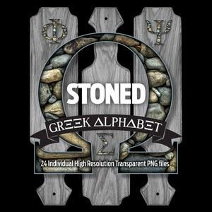 STONED griechisches Alphabet #8: transparente Png-Dateien - Clip Art - geschnittene Dateien - digitale Kunst - Cricut Sublimation - Overlays - digitaler Download.
