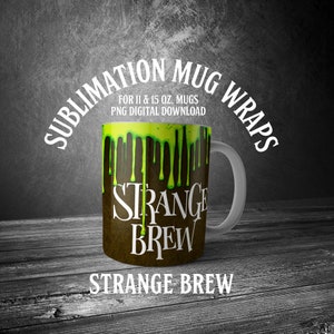 STRANA BREW: Stampabile Mug Wrap Sublimation Design #40. Per la stampa su tazze da 11 once e 15 once. Scarica arte digitale.