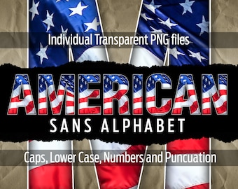 AMERICAN SANS Alphabet #37: Printable transparent png files - clip art - cut files -digital art - Cricut sublimation - overlays - digital