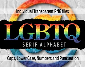 LGBTQ Serif Alphabet #105: printable transparent png files - clip art - cut files -digital art - Cricut sublimation - overlays - digital
