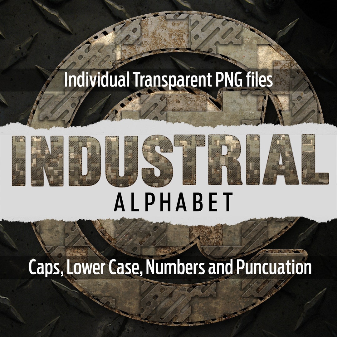 Industial Lettering INDUSTRIAL Alphabet #56: Printable Transparent Png Files - Clip Art ...
