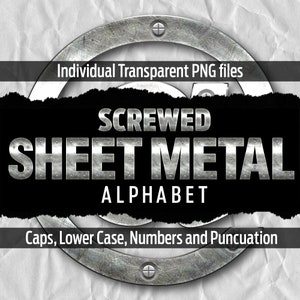 GESCHROEFD PLAATMETAL Alfabet #84: Afdrukbare transparante png-bestanden - illustraties - bestanden knippen - digitale kunst - Cricut sublimatie - digitaal