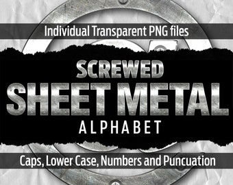 SCREWED SHEET METAL Alphabet #84: Printable transparent png files - clip art - cut files -digital art - Cricut sublimation - digital
