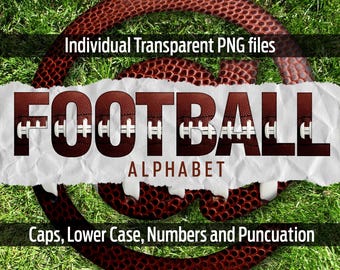 FOOTBALL Alphabet #28: Printable transparent png files - clip art - cut files -digital art - Cricut, sublimation - overlays - digital