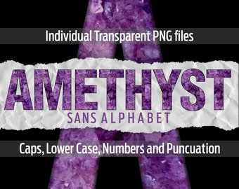 AMETHYST SANS Alphabet #45: Printable transparent png files - clip art - cut files -digital art - Cricut sublimation - overlays - digital