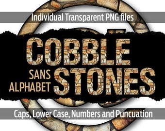 COBBLESTONES Alphabet #127: Printable transparent png files- clip art- cut files- Cricut sublimation