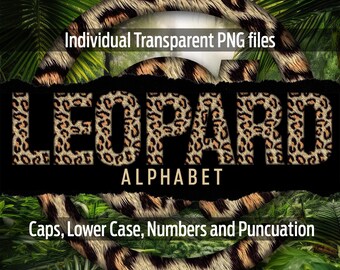 Alfabeto de leopardo n.° 111: archivos PNG transparentes imprimibles, imágenes prediseñadas, archivos de corte, arte digital, sublimación Cricut, superposiciones