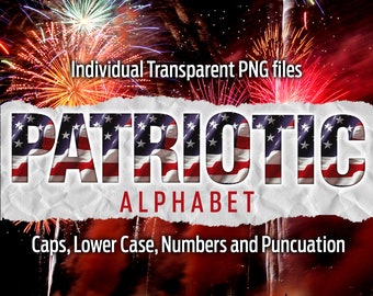 PATRIOTIC SANS Alphabet #11: Printable transparent png files - clipart - cut files - Cricut, sublimation - overlays - instant digital
