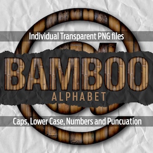 BAMBOO Alphabet #98: File png trasparenti stampabili - clip art - file tagliati - arte digitale - sublimazione Cricut - sovrapposizioni - digitale