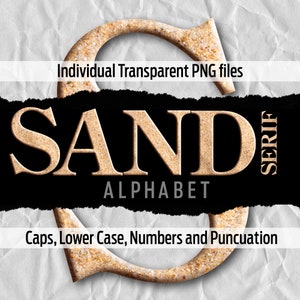 SAND SERIF Alfabeto #60: Archivos png transparentes imprimibles - clip art - archivos de corte - arte digital - sublimación Cricut - superposiciones - digital