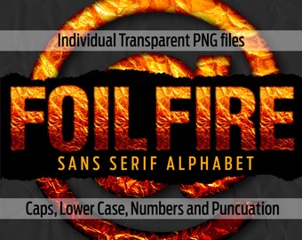 FOIL FIRE Sans Alphabet #88: Printable transparent png files - clip art - cut files -digital art - Cricut sublimation - overlays - digital