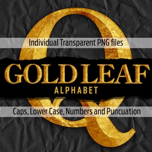 GOLD LEAF Alphabet #41: Afdrukbare transparante png-bestanden - illustraties - bestanden knippen - digitale kunst - Cricut, sublimatie - overlays - digitaal