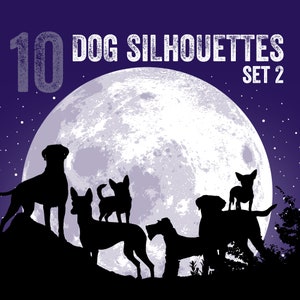 DOG SILHOUETTES: Set 2 - clip art - cut file - sublimazione - cricut - vector - png - eps - svg - dxf