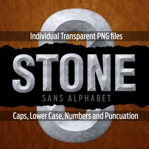 STONE SANS Alphabet #2 : Fichiers png transparents imprimables - clip art - fichiers coupés - art numérique - sublimation - superpositions - Cricut