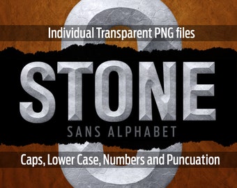 STONE SANS Alphabet #2: Printable transparent png files - clip art - cut files -digital art - sublimation - overlays - Cricut