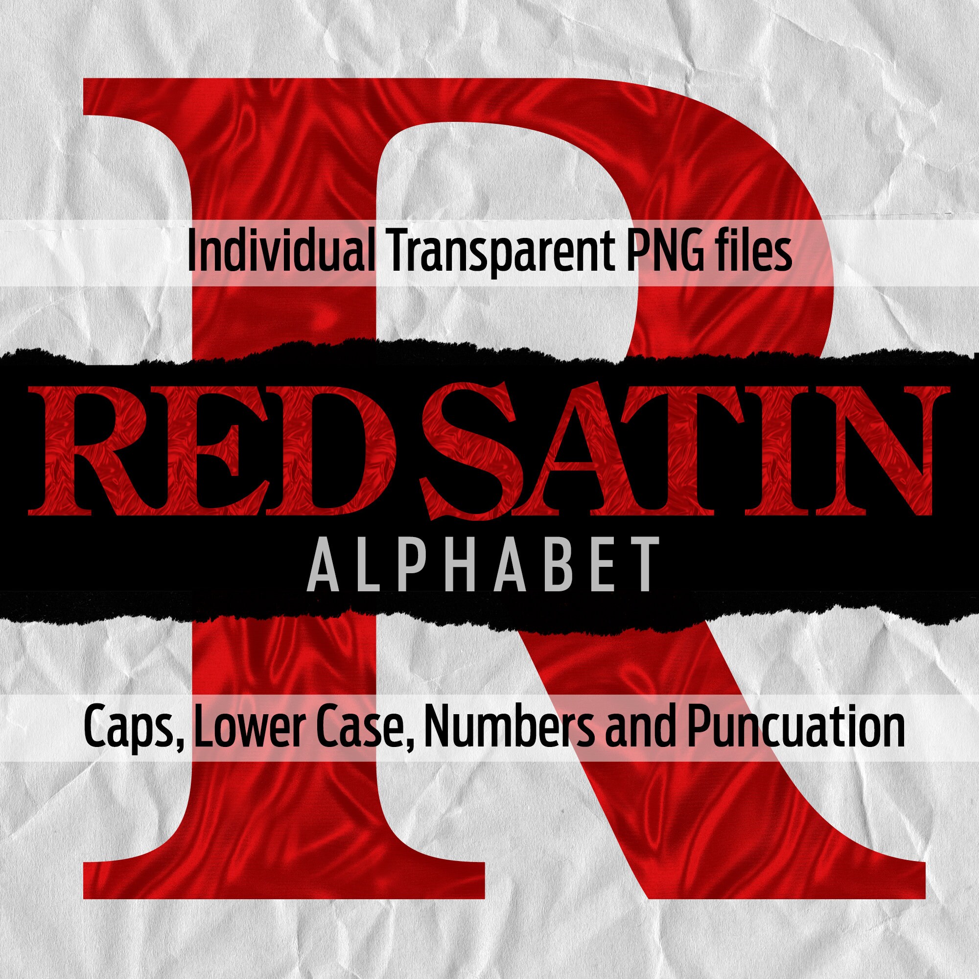 RED SATIN Alphabet 24: Printable Transparent Png Files Clip 