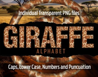 GIRAFFE Alphabet #112: Printable transparent png files - clip art - cut files -digital art - cricut sublimation - overlays - digital