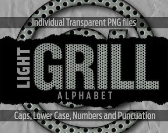 LIGHT GRILL Alphabet #90: Printable transparent png files - clip art - cut files -digital art - cricut sublimation - overlays