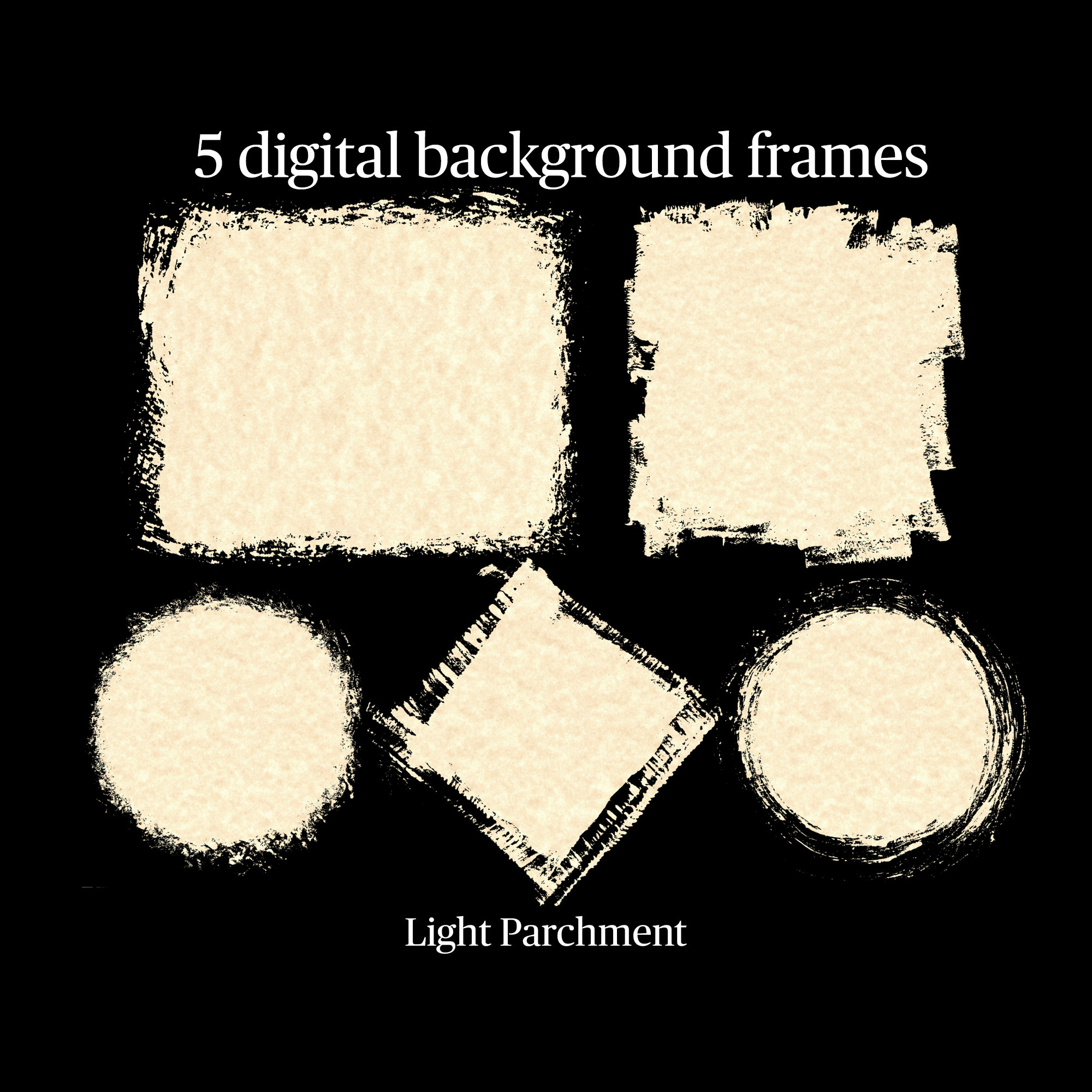 DIGITAL BACKGROUND FRAMES Set 15 light Parchment Png Etsy