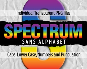 SPECTRUM Sans Alphabet #7: Printable transparent png files - clip art - cut files -digital art - Cricut sublimation - overlays - digital