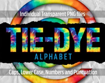 TIE-DYE SANS Alphabet #124: Printable transparent png files- clipart- cut files- digital art- Cricut sublimation- overlays- digital download