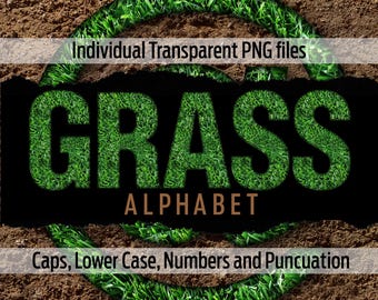 GRASS Alphabet #123: Printable transparent png files- clip art- cut files- digital art- Cricut sublimation- overlays- digital download.