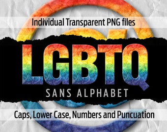 LGBTQ Sans Alphabet #104: Archivos png transparentes imprimibles - clip art - archivos recortados - arte digital - sublimación Cricut - superposiciones - digital