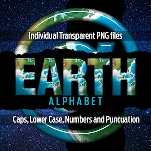 EARTH Alphabet #70: 印刷可能な透明な png ファイル - クリップ アート - カット ファイル - デジタル アート - Cricut、昇華 - オーバーレイ - デジタル ダウンロード。