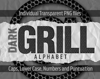 DARK GRILL Alphabet #89: Printable transparent png files - clip art - cut files -digital art - cricut sublimation - overlays