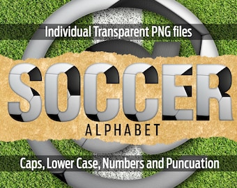 SOCCER Alphabet #25: Printable transparent png files - clip art - cut files -digital art - cricut sublimation - overlays - digital download.