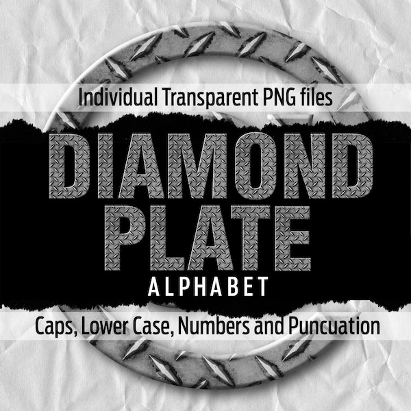 DIAMOND PLATE Alphabet #81: Printable transparent png files - clip art - cut files -digital art - Cricut sublimation - overlays - digital