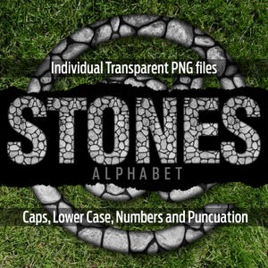 STONES Alphabet #126: Printable transparent png files- clip art- cut files- digital art- Cricut sublimation- overlays- digital download.