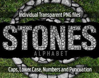 STONES Alphabet #126: Printable transparent png files- clip art- cut files- digital art- Cricut sublimation- overlays- digital download.
