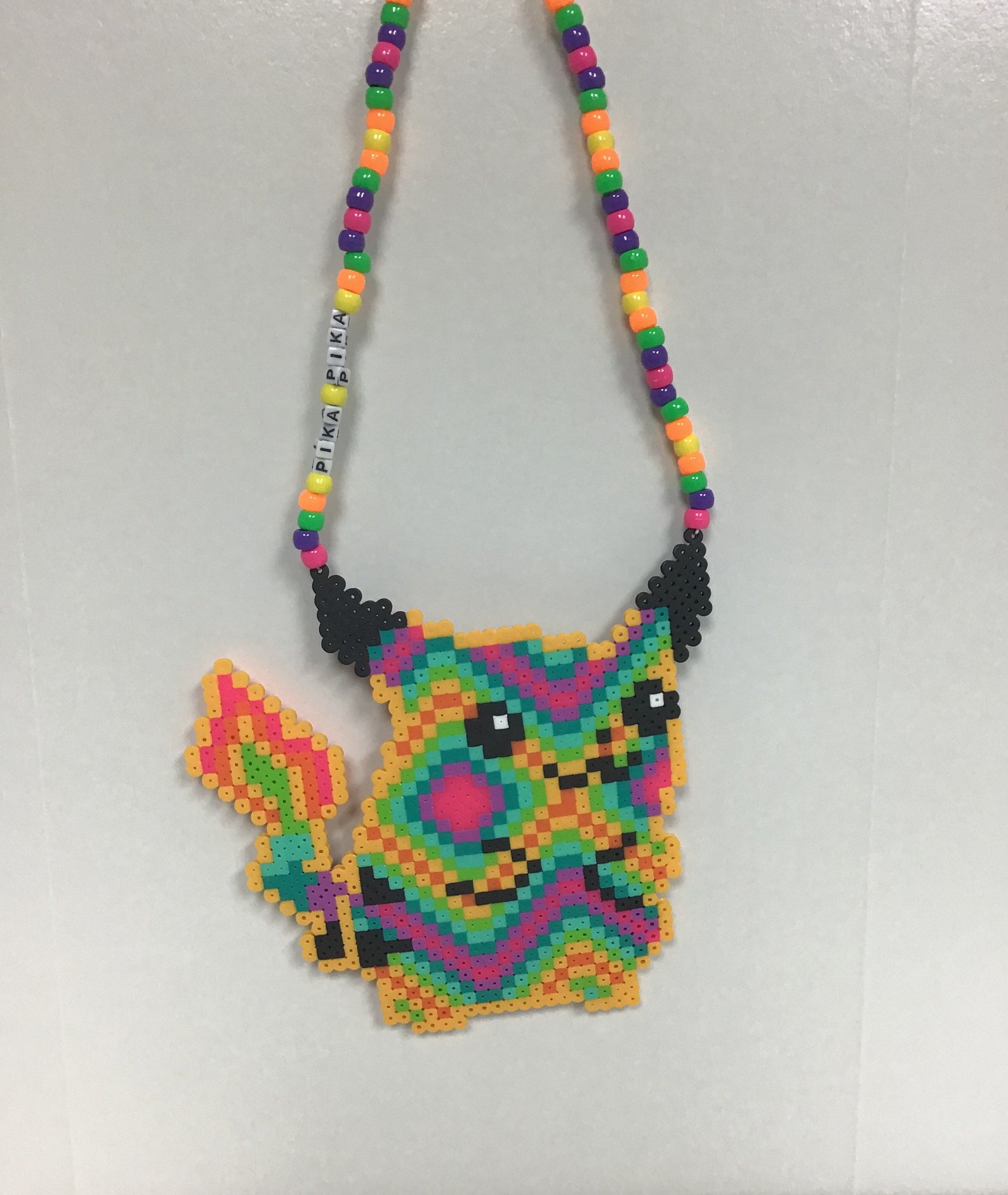 Trippy Pikachu Perler Kandi Necklace / Rave Pikachu / EDM / Etsy