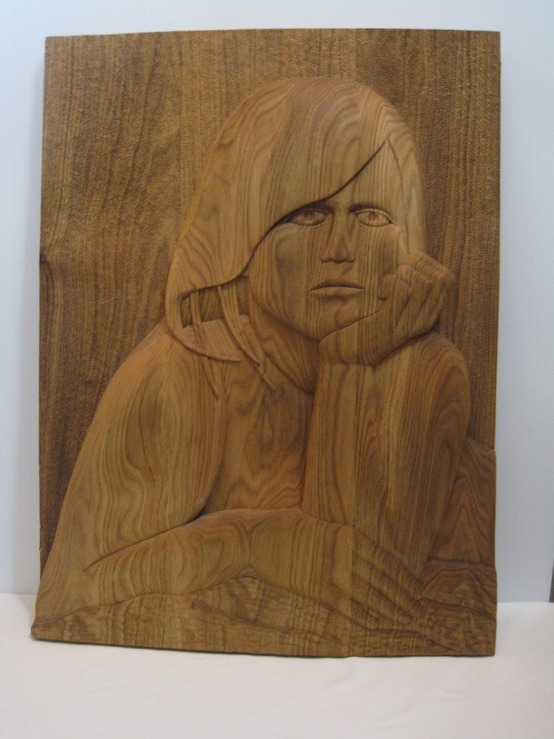 Wood Carving Female Sculpture Hand Carved Etsy
