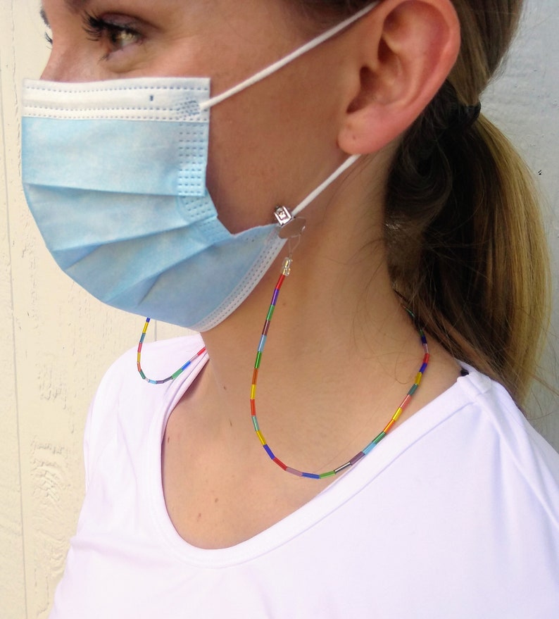 Face mask lanyard made in the USA beaded mask holder mask Etsy