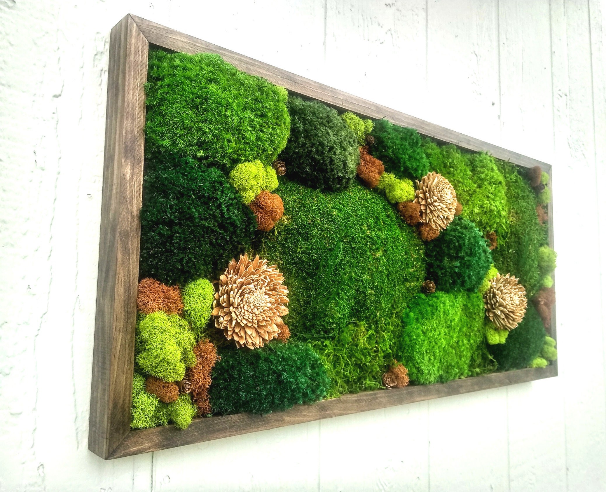 Moss wall art Large Preserved Moss Frame Living Wall Plant Etsy