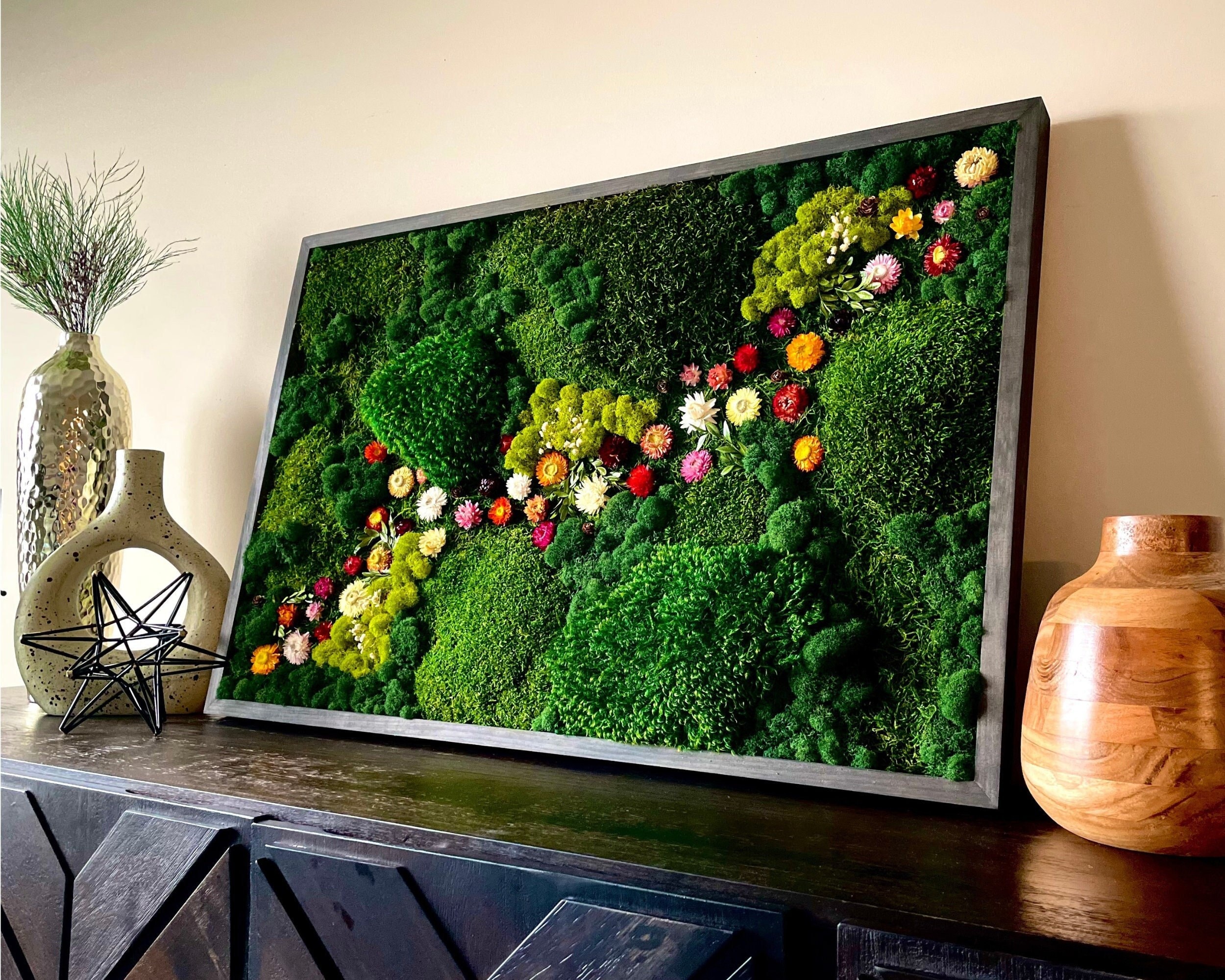 Preserved Moss Wall Art - 16x20 Moss Frame Leaf Green