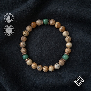 Boho Bracelets - Sand Jasper & Jade Healing Bracelet Anklet - Handmade Jewelry - Mindful Meditation and Yoga - Minimalist Bracelet