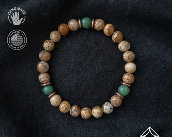 Miracle Healing - Handmade Bracelet for Protection and ward off negative energy - Sand Jasper with Jade Beads for Meditation, Yoga, Healing.