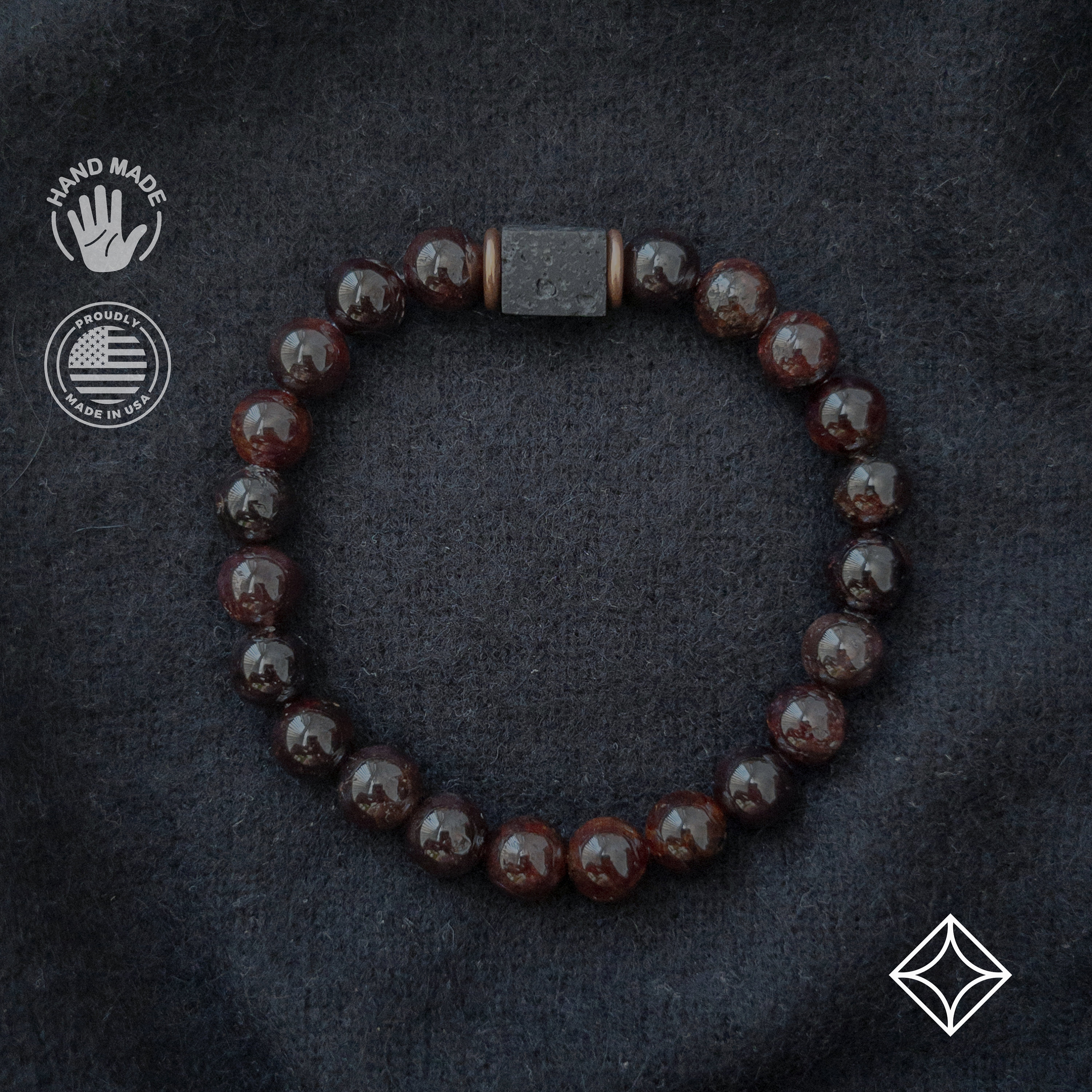 Mens Jewelry • Premium Heavy Bead • For Good Luck • Red Garnet Bracelet • Men's Bracelet • Beaded Bracelets for Men • Mens Healing Bracelet