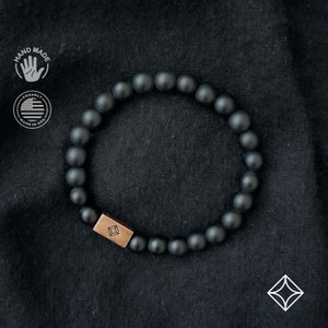 Mens Gift - Harness Strength with Handcrafted Men's Matte Black Onyx Bracelet infused with Copper. Custom-Made Journey to Healing Begins Now