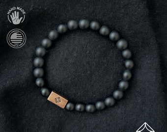 Mens Gifts Harness Strength with Handcrafted Men's Matte Black Onyx Bracelet infused with Copper. Made Journey to Healing Begins Now