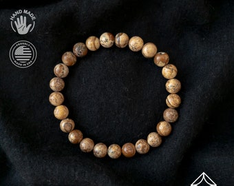 Sand Jasper Bracelet - Men Bracelet - Men Jewelry - Stretch Bracelet - Men Bead Bracelet - Heal Bracelet - 8mm beads