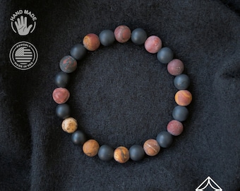 Back to School - For Good Luck - Onyx and Red Creek Jasper - Harmony Bracelet - 8mm