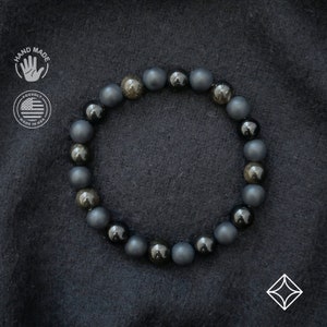 Herensieraden - onyx en obsidiaan - zomerstijl - harmoniearmband - 8 mm