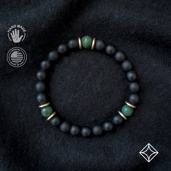 Focus Bracelet - Matte Black Onyx with Jade Balance Bracelet - Meditation Bracelet - Pisces Zodiac Birthstone Bracelet - Valentines Gifts